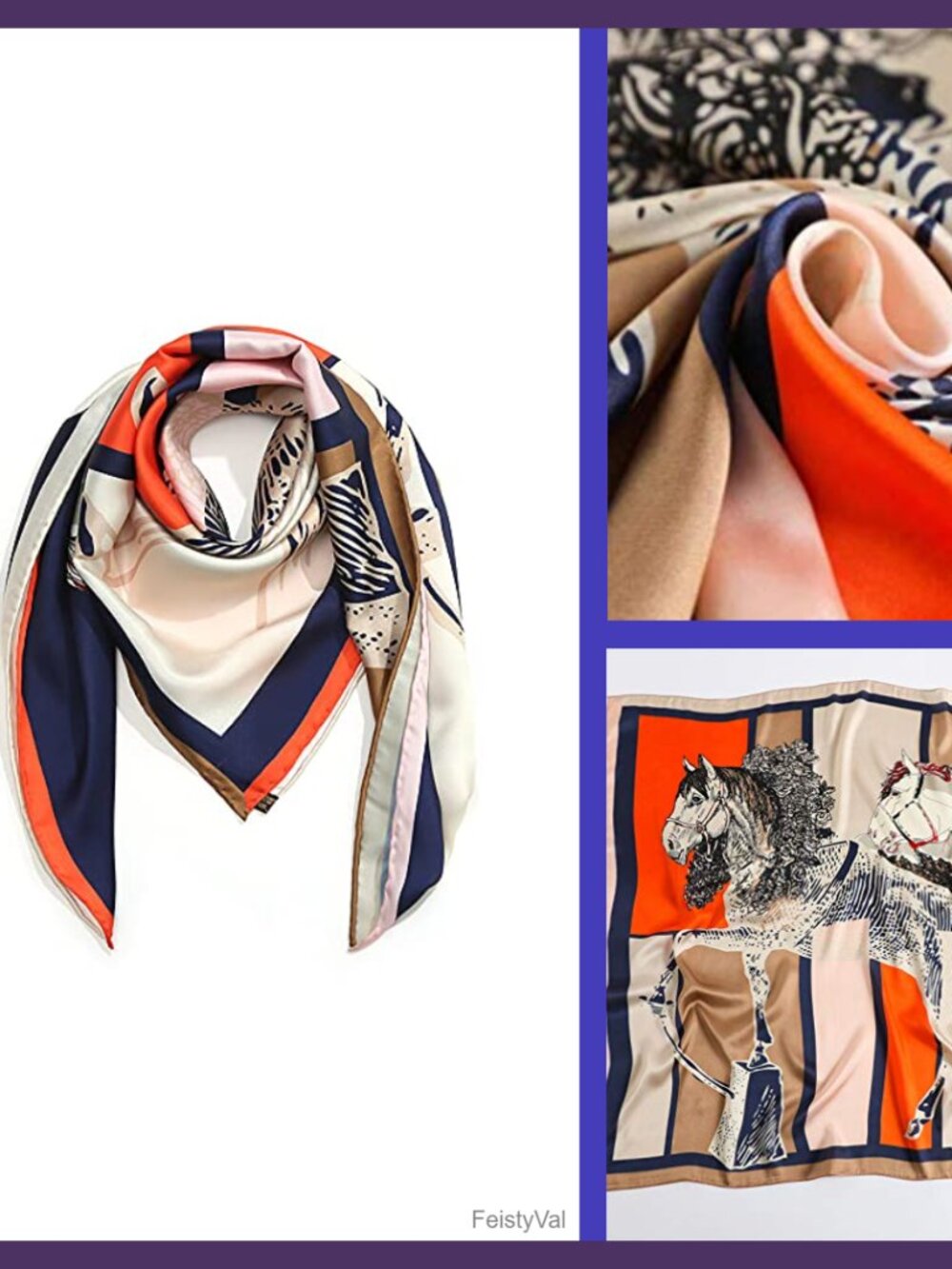 100% Mulberry Silk Scarf 35" Square Hair Wrap Bandana Gift Packed
